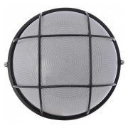 Светильник настенный 100Вт Е27 круг черный с решеткой IP65 WOL-10, Евросвет мини-фото