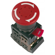 Кнопка AE-22 "грибок" с фиксацией d22 мм красная 240В 1з+1р, IEK мини-фото