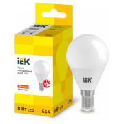 Светодиодная лампа LED ALFA G45 шар 8Вт 230В 3000К E14, IEK мини-фото